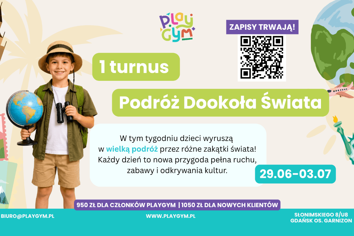 Półkolonie w PlayGym - Podróż dookoła świata (turnus 1)