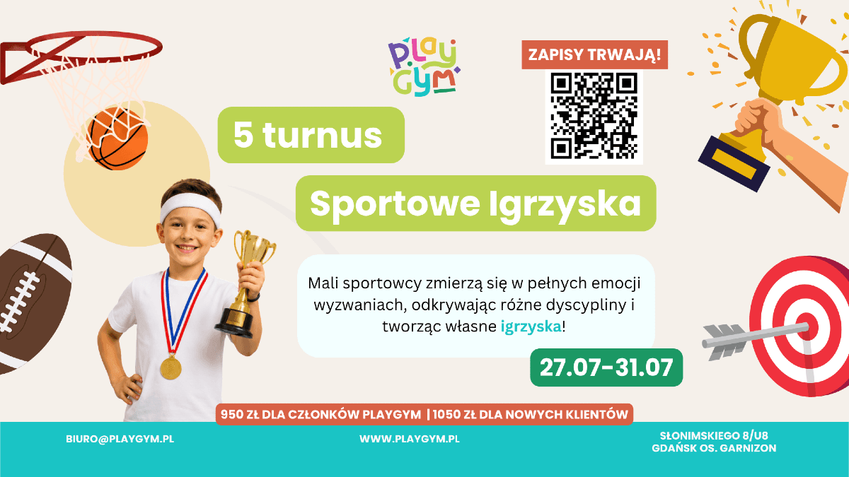 Półkolonie w PlayGym - Sportowe Igrzyska (turnus 5)