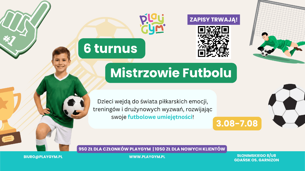 Półkolonie w PlayGym - Mistrzowie Futbolu (turnus 6)