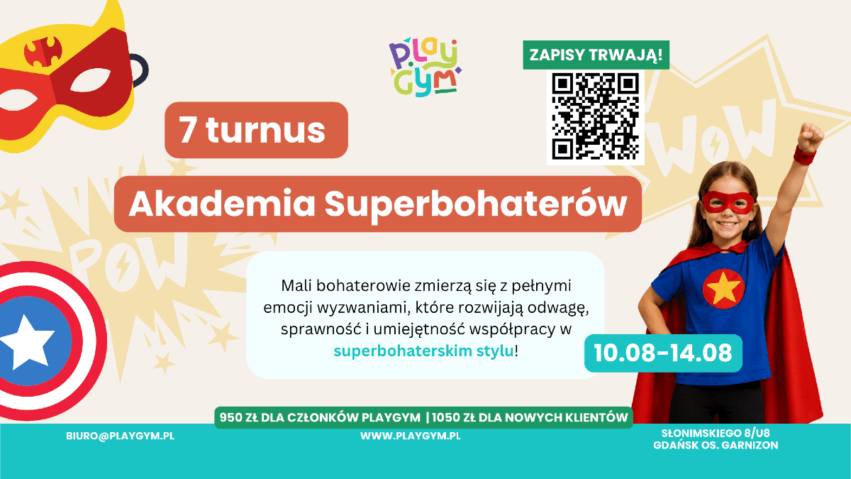 Półkolonie w PlayGym - Akademia Superbohaterów (turnus 7)