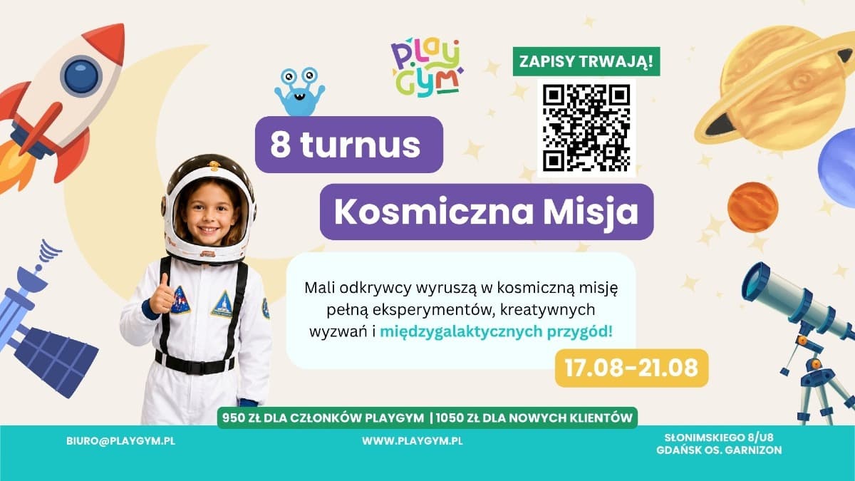 Półkolonie w PlayGym - Kosmiczna Misja (turnus 8)